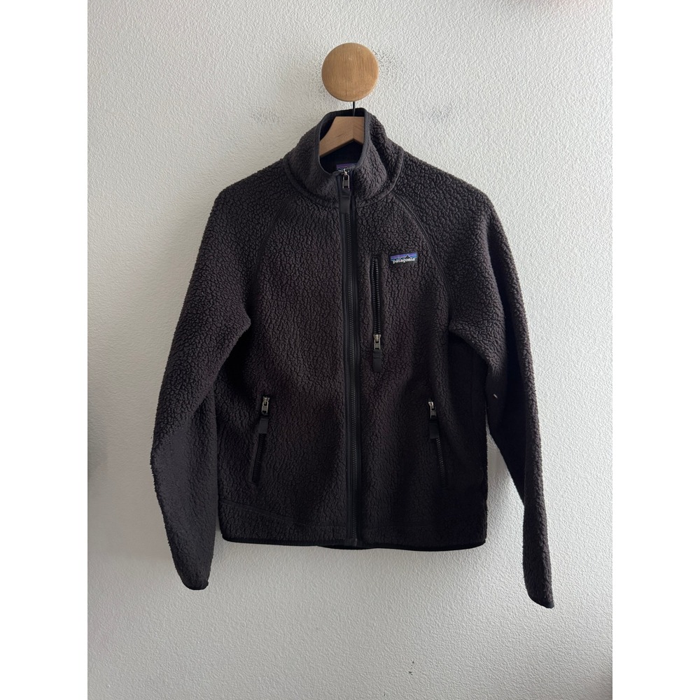Patagonia Retro Pile Fleece Black Full Zip Jacket Womens Size Small
